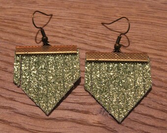 Mini Titan Leather Earrings - Chartreuse Glitter