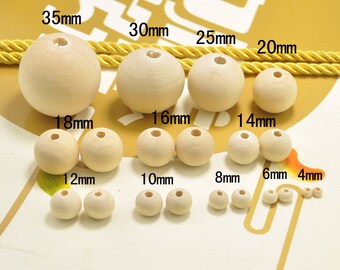 Wood beads,4mm/6mm/8mm/10mm/12mm/14mm/16mm/18mm/20mm/25mm/30mm/35mm Round Natural Unfinished Wooden Beads,DIY Beads