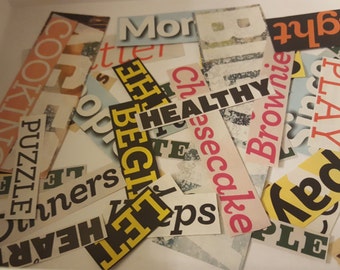 100 magazine word clippings