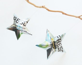 Fresca Stars Christmas Ornaments Soda Can Upcycled