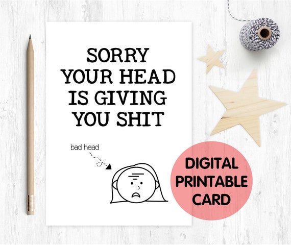 migraine, headache, headache card, migraine card, get well soon card, sore head, brain tumour, brain operation, brain surgery