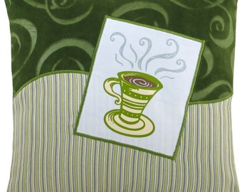 Coffee Cup "Tall" Decorative Pillow Mini Size 12 x 12 inches