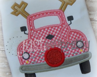 Reindeer Vintage Truck Embroidery Applique Design