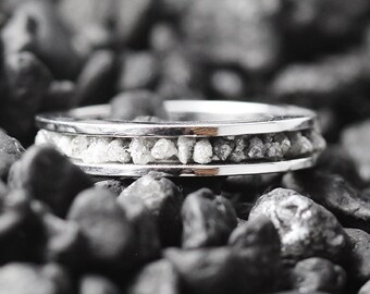 Diamond Wedding Band Custom Wedding Band Sterling Silver Ring Wedding Band Grey Diamond Ring Personalized Ring Personalized Silver Ring