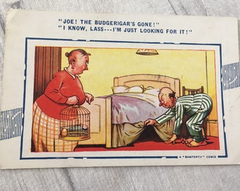 vintage postcard, postcard, vintage cards, vintage married couple postcard, vintage funny couple postcard, vintage funny postcard, old maid