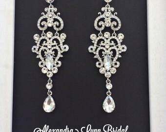 Silver Vintage Bridal Earrings, wedding accessories, Jewelry Chandelier Earrings, Silver Bridal Jewelry, Statement Earrings, Bridesmaid gift
