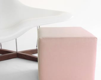 Pink Pouf/Ottoman/Minimalistic /Blush Pink /Modern Floor Pouf /Blush Rose/ Unique Side table/ Foot Stool /Zigzag Studio Design