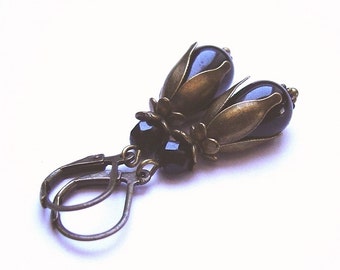 Black buds earrings black bronze