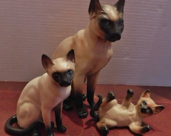 Vintage LEFTON SIAMESE Cat Figurines lot of 3 H4015 H4039 H4032
