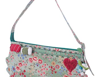 SHIBUYA SUSHIBAG bag in Japanese fabric with fabric applications/handmade bag in Japanese fabric