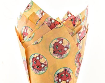 Fox Print Muffin Tulip Wraps x24