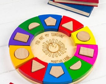 Colourful Circle Shape Sorter - Personalised Toddler Gift - Personalised Toys - Personalized Toy - Baby Toy - Rainbow - Toddler Toy