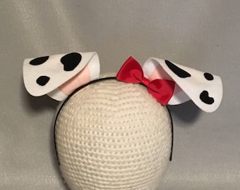 Puppy Dog Ears bow birthday party favors Dalmatian Dalmation black white spots red bow headband Halloween costume invitation cosplay animal
