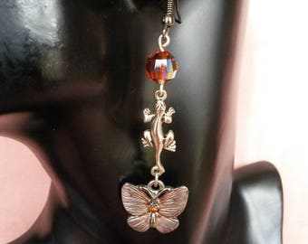"Salamander and Butterfly" earrings