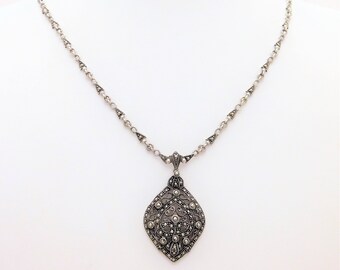 Vintage Sterling Silver and Marcasite Necklace