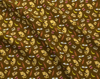 Cute Breakfast Fabric - Sunny Side Up By Amber Morgan- Food Kawaii Waffles Eggs Toast Bacon Juice Cotton Fabric By The Yard With Spoonflower
