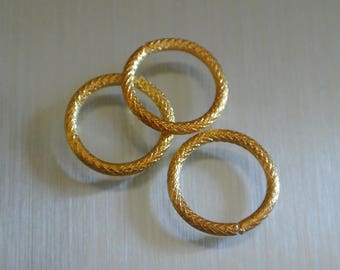 Set of 4 jump rings, 16 x 2 mm, 12 mm inner hole patterns guillochés small diamonds