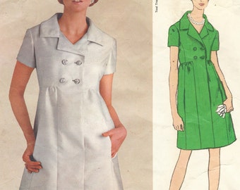 1960s Teal Traina Womens One Piece Dress Empire Waist Vogue Sewing Pattern 1985 Size 12 Bust 34 Vintage Vogue Americana Pattern