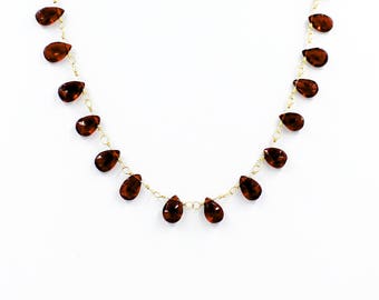 Full Garnet Tear Drop Necklace