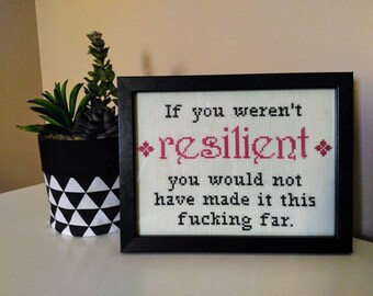 Ready to Hang Sassy Cross Stitch in Black Frame