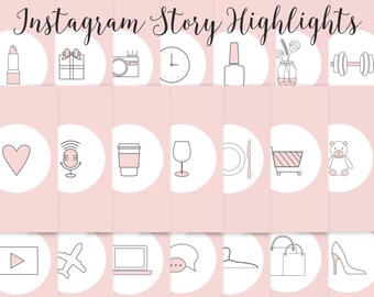 Instagram Story Highlights Icons Set of 21 Instagram Icons Blush Pink Instagram Story Template Graphic Bundle Instagram Highlights Graphic
