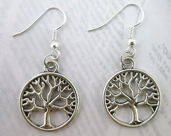 Tree of Life Antique Silver Earrings