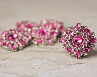 Acrylic Rhinestone Buttons - 5 - Hot Pink Buttons - Madeline Button - 30mm - Plastic Buttons - Acrylic Buttons