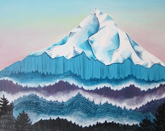 Art - Painting - Mt Hood Painting - Mt Hood Oil Painting - Oregon Art - Mountain Art - Mountain Painting - Mt Hood Art - Sunrise Over Hood