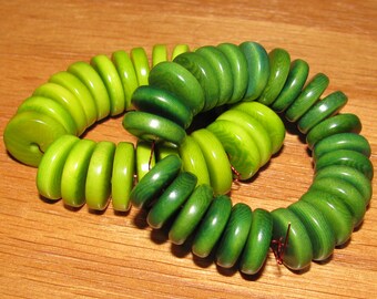 25 Lime Green Tagua Nut Beads, 11mm Rondelle Beads, FD, EcoBeads, Natural Beads, Organic Beads, Vegetable Ivory Beads
