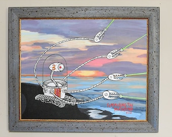 Summoning The Mothership - Original Altered Painting by Fitz