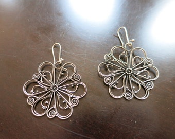 Handmade Sterling Silver Balinese Flower Earrings