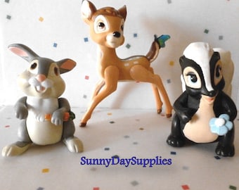 McDonald's Bambi Toys, Happy Meal Toys, Bambi, Thumper and Flower, Bambi Characters, 3 toys in Lot, 1988 toys, Vintage Toys