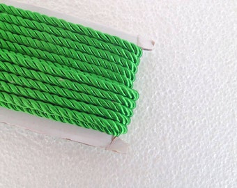 1.1 yards green, 5 mm twist cord, twisted , Wrapped Thread Cord, Satin Twisted cord , Decoration,Fabric Rope Trim Accent for Crafting