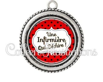 Pendant cabochon 25mm a nurse who rocks - 10 series