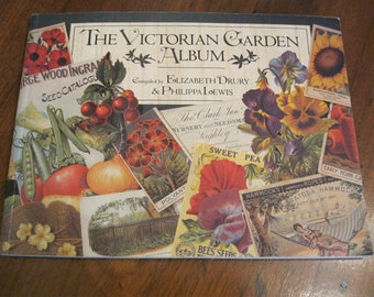 Vintage Book Titled " The Victorian Garden Album", 1993 Garden Book, Junk Journal Supply, Garden Journal Supply, Victorian Ephemera Copies