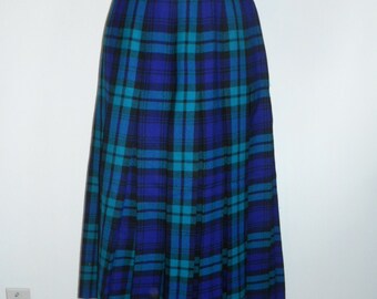 Vintage Tartan Skirt ~1980's Opulence Skirtmakers Pleated Skirt ~ Wool Skirt ~ Green Purple Black Plaid Tartan Skirt ~ Plaid Skirt