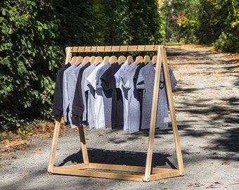 Rack de vêtements, 48" Rack de vêtements haute, bois, rangement placard, placard, Simple, moderne, minimaliste Design. Stockage de vêtements, décor à la maison. SHORTY