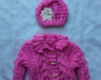 baby girl sweater, irish girl hat,Irish baby sweater,baby girl sweater,girl sweater, Irish sweater, baby sweater 6-12 month's, ready to ship