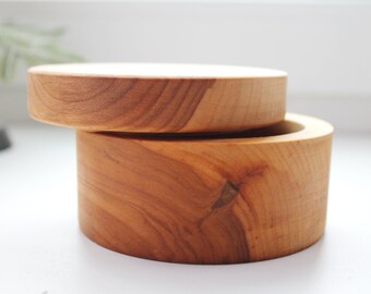 Round wooden box welded in olive oil - with cover - natural, eco friendly - 100 mm diameter