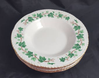4 Homer Laughlin Ivy Rimmed Soup Bowls 8 1/4"