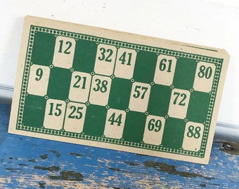 Vintage Green Cardboard Lotto Cards Lot of 4