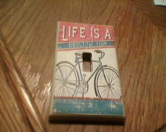 bicycle life is a journey Primitive Light Switch or Outlet cover!!!