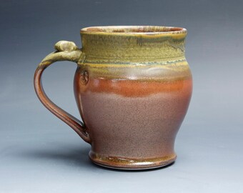Pottery beer mug ceramic mug, extra large stoneware stein, iron red 22 oz 4306