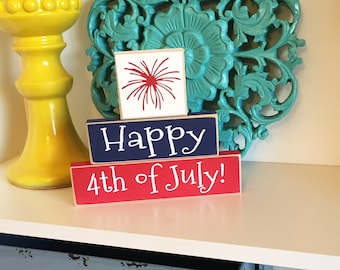 Happy 4th of July Stackers- 4th of July Decor, Fourth of July Decor, Americana, Summer Decor, 4th of July sign, Fourth of July Sign,
