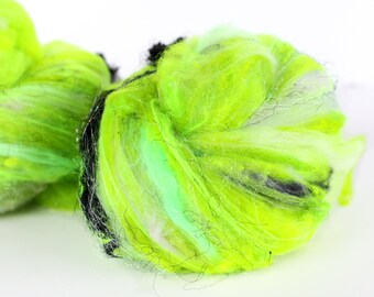 Little Green Men 4 oz Wool - Merino // Art Batt // Wool Art Batt for spinning or needle felting