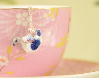 Eloise Porcelain Swan Pendant Necklace