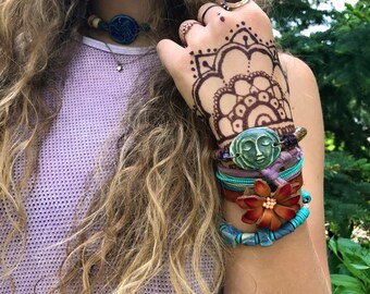 clay NECKLACE,clay pendant,ceramic necklace, yoga necklace,zen choker necklace,hippy necklace, festival necklace,zen necklace Zasra