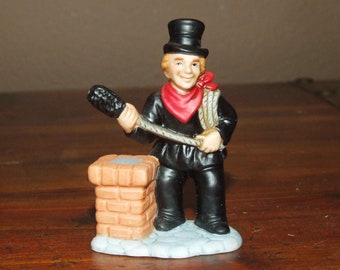 Lefton Colonial Village Sylvester Sweeney Chimney Sweep 07778 Christmas Snow Village Dollhouse Miniature Figurine