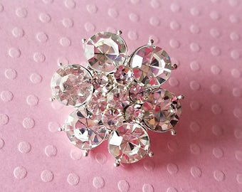 Silver Rhinestone Button. Metal Rhinestone Button. Approx. 24 mm. Qty: 1