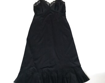 Vintage Vanity Fair Black Slip Dress XS